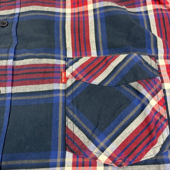 Levis Mens Blue & Red Plaid Button-Up Shirt 4XL 100% Cotton Casual Fit. Nwot. - Picture 9 of 13